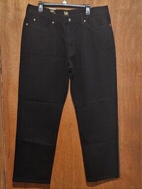 NWT Lee Relaxed Fit Straight Leg Men's Pants / Black/ Size 38x30/ 100% Cotton